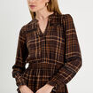 Robe évasée détails dentelle marron foncé femme