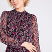 Robe droite manches 3/4 noir femme