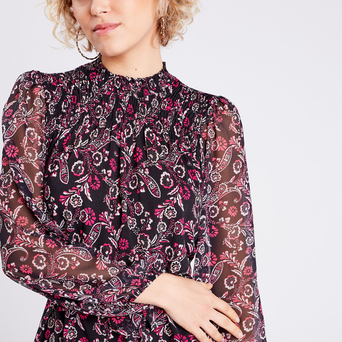 Robe droite manches 3/4 noir femme