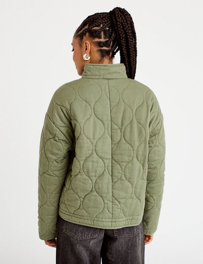 Veste matelass&eacute;e zipp&eacute;e vert kaki femme