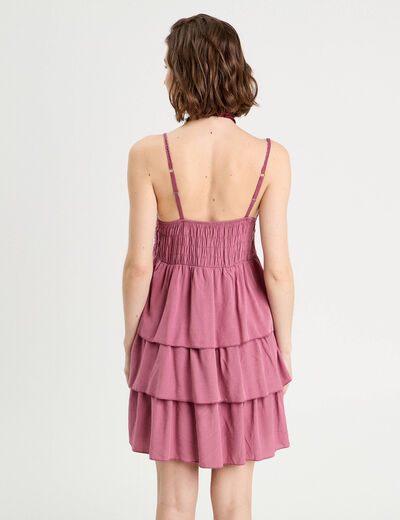 Robe évasée bretelles vieux rose femme