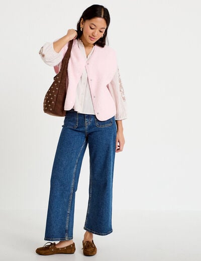 Gilet sans manches effet polaire rose clair femme