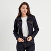 Veste courte zippée en jean denim brut femme