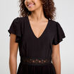 Robe longue évasée noir femme