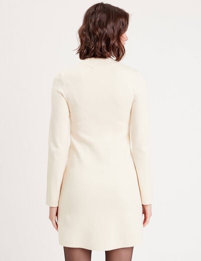 Robe pull droite avec poches ecru femme