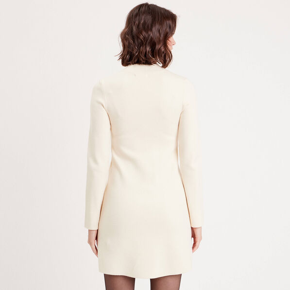 robe pull droite avec poches ecru femme Robe pull droite avec poches ecru femme