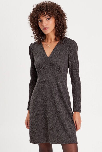 Robe pull patineuse gris foncé femme