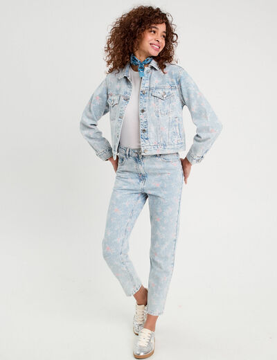 Jeans mom bas resserré rose clair femme