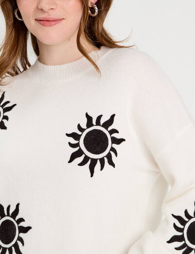 Pull manches longues ecru femme