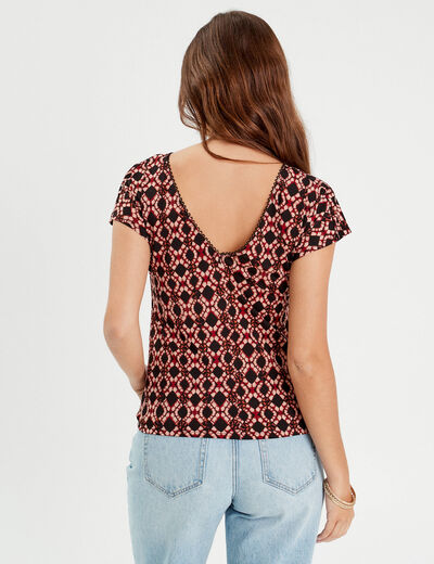 Blouse manches courtes rouge femme