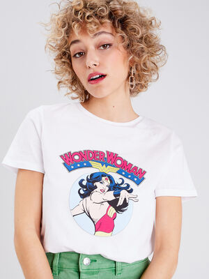 T shirt Wonder Woman ecru femme
