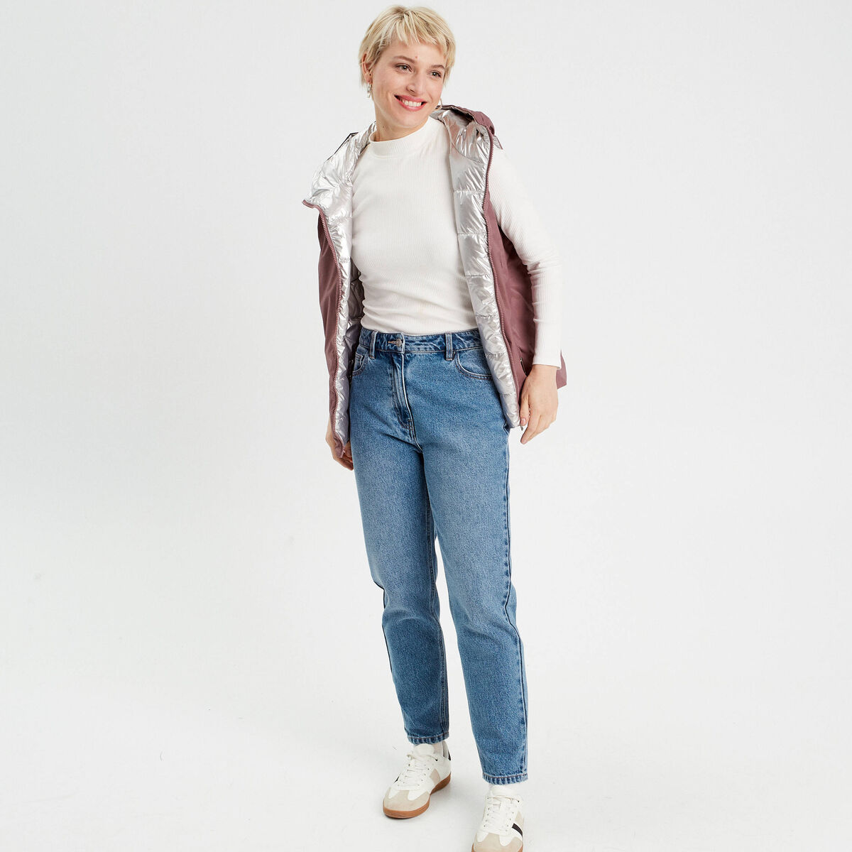 Doudoune r&eacute;versible vieux rose femme