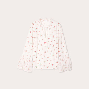 Blouse manches volants ecru femme