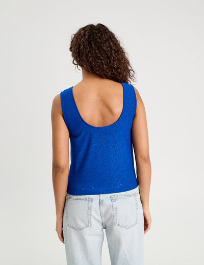Débardeur cropped noué bleu electrique femme