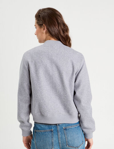 Veste teddy zippée gris clair femme