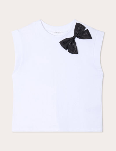 T-shirt détail noeud ecru femme