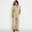 Chemise manches courtes jaune femme