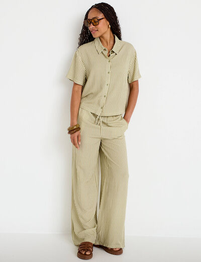 Chemise manches courtes jaune femme