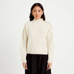 Pull col montant manches longues ivoire femme