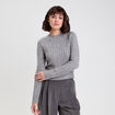 Pull ajust&eacute; col rond manches longues gris fonc&eacute; femme