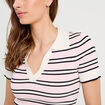 Pull manches courtes col polo rose femme