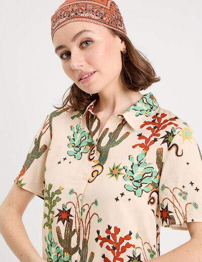 Chemise manches courtes beige femme