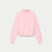 Polo manches longues col chemise rose clair femme