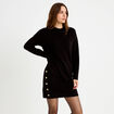 Robe pull droite manches longues noir femme