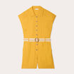 Combishort ceinturée contenant du lin jaune citron femme
