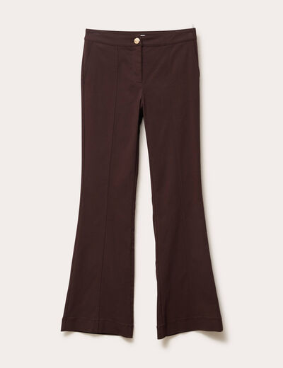 Pantalon bootcut stretch marron foncé femme
