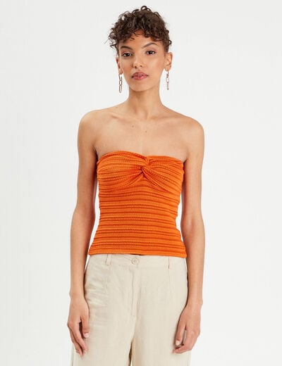 Bandeau cropped bustier orange foncé femme