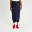 Jupe midi droite en jean denim brut femme