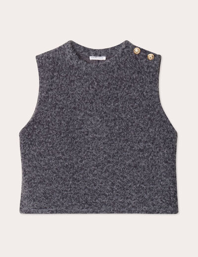 Pull sans manches gris foncé femme