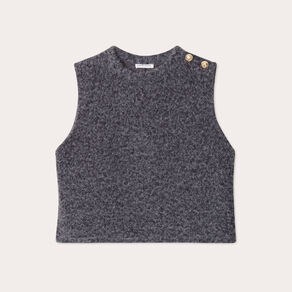 pull sans manches gris fonce femme Pull sans manches gris foncé femme