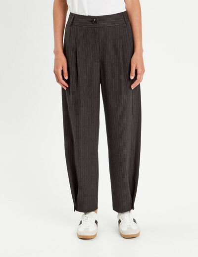 Pantalon balloon taille haute gris femme