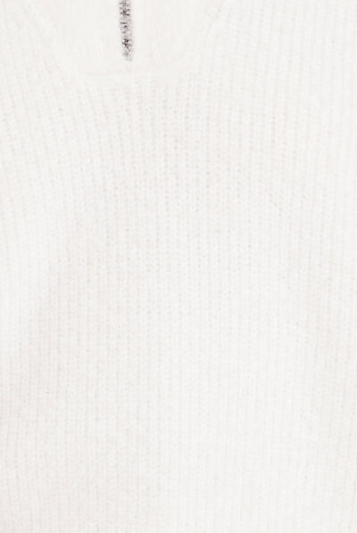 Pull col camionneur ecru femme