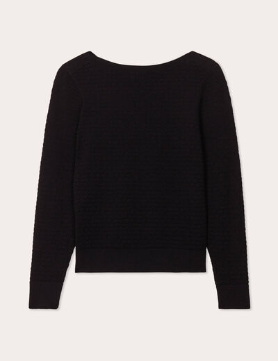 Pull col bateau noir femme
