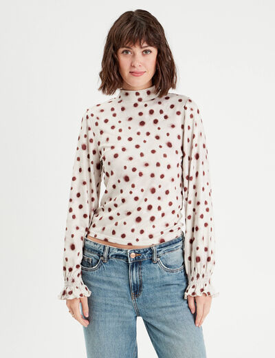 T-shirt col montant blanc femme