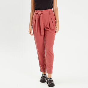 pantalon paperbag fluide vieux rose femme Pantalon paperbag fluide vieux rose femme