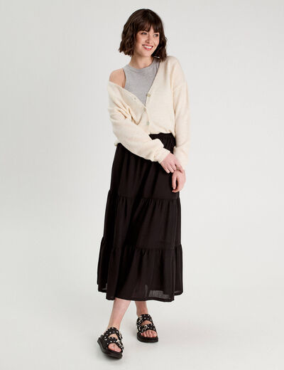 Jupe évasée longue noir femme