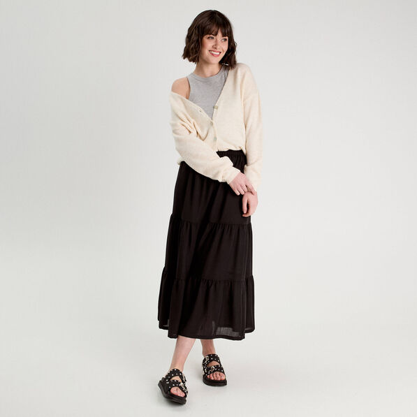 jupe evasee longue noir femme Jupe évasée longue noir femme