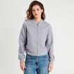 Veste teddy zippée gris clair femme