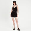 Short tricot droit ajouré noir femme