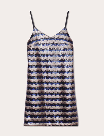Robe moulante à sequins noir femme