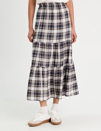 Jupe longue évasée bleu marine femme