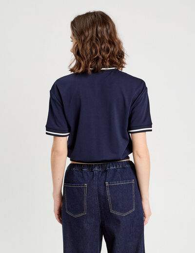 Polo manches courtes bleu marine femme
