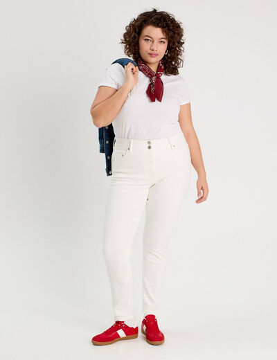 Jeans skinny 5 poches ecru femme