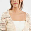 Gilet manches 3/4 ajouré ecru femme