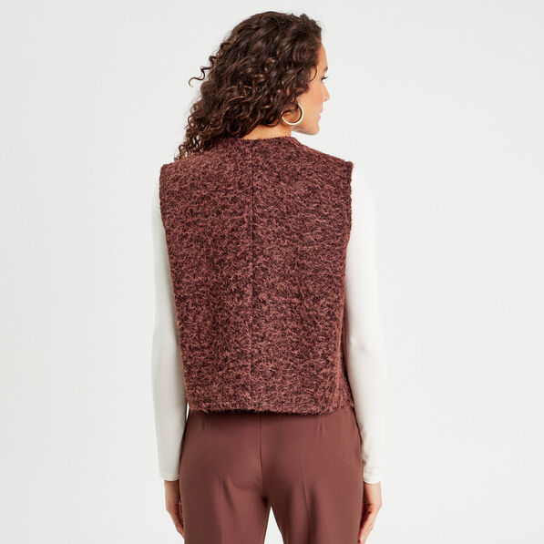 pull sans manches marron fonce femme Pull sans manches marron foncé femme