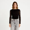 Body ajust&eacute; dentelle col bateau noir femme